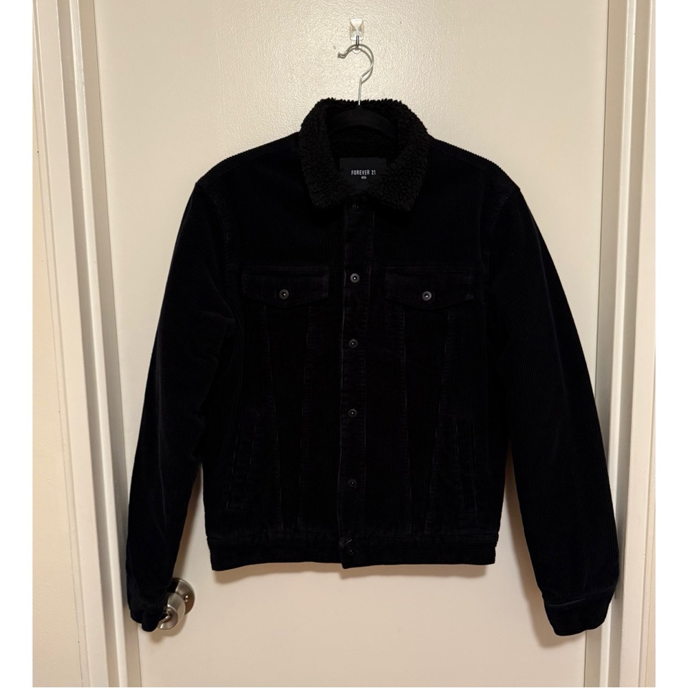 Forever 21 Black Corduroy Sherpa Jacket